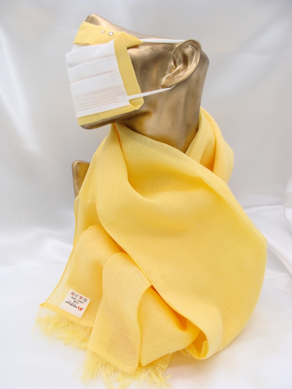 （サクラボーロ）SAKURAvolo　　ストール ＋ ハイブリッドファッションマスクセット 　　　　　　　　　　 〔同素材セット〕黄色Ｓサイズ